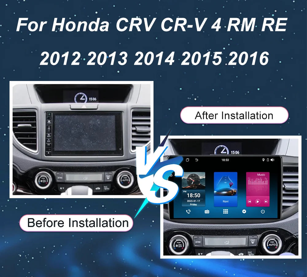 Android 15 Car Radio For Honda CRV CR-V 4 RM RE 2012 2013 2014 2015 2016 Navigation GPS Mu