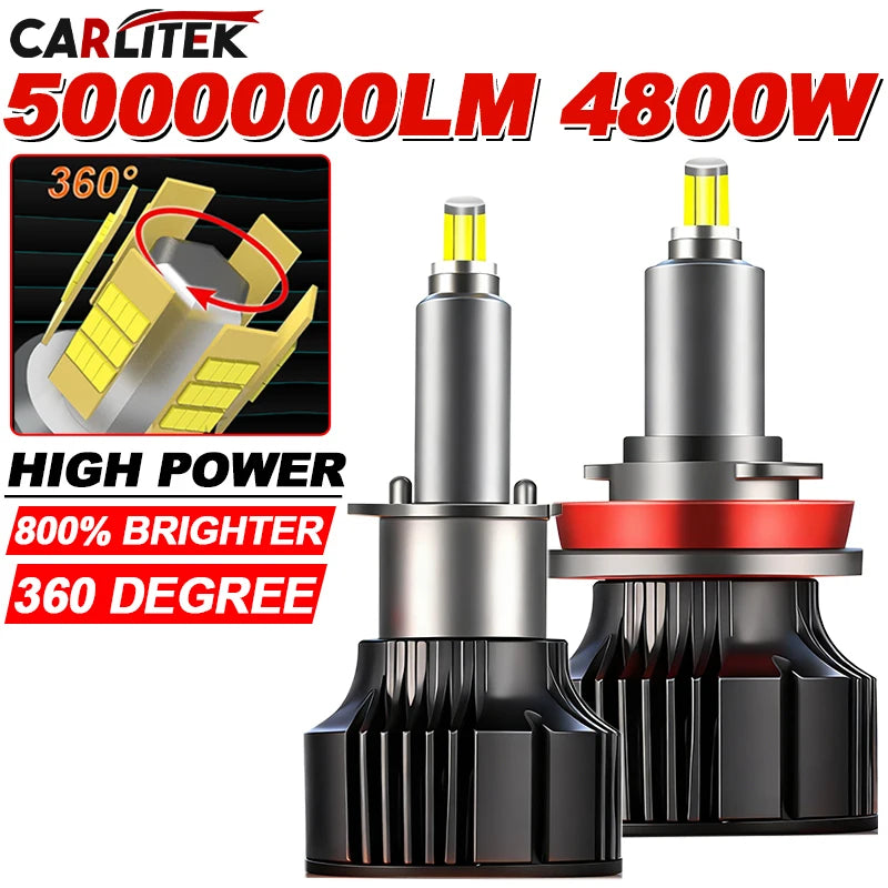 H7 LED CANBUS 360 for Projector Lens 5000000LM 4800W H11 H1 H8 H3 ED Headlight Bulb HB3 90