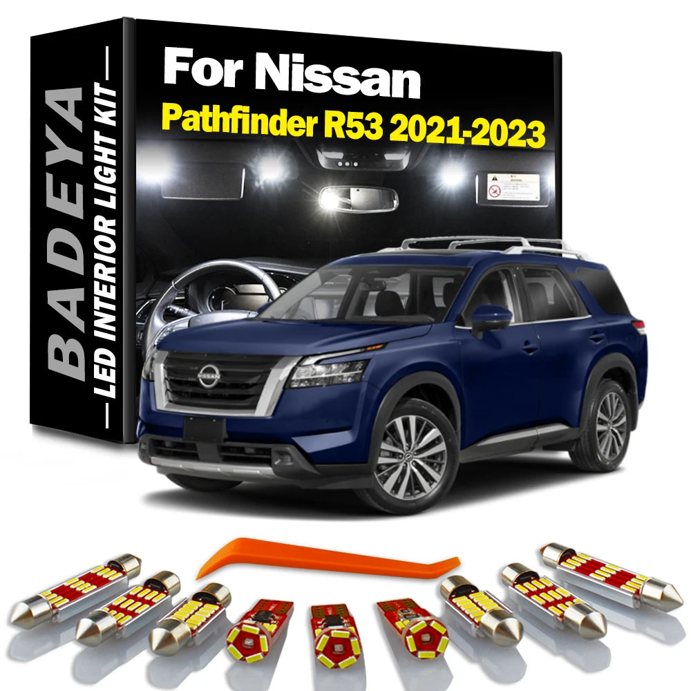 BADEYA 14Pcs Canbus Car Door Bulbs For Nissan Pathfinder R53 2021 2022 2023 LED Interior T