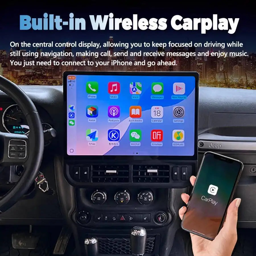 For Jeep Wrangler 2011-2017 Wireless Carplay Android Auto Stereo Navigation GPS Multimedia | AUTOKITSHOP