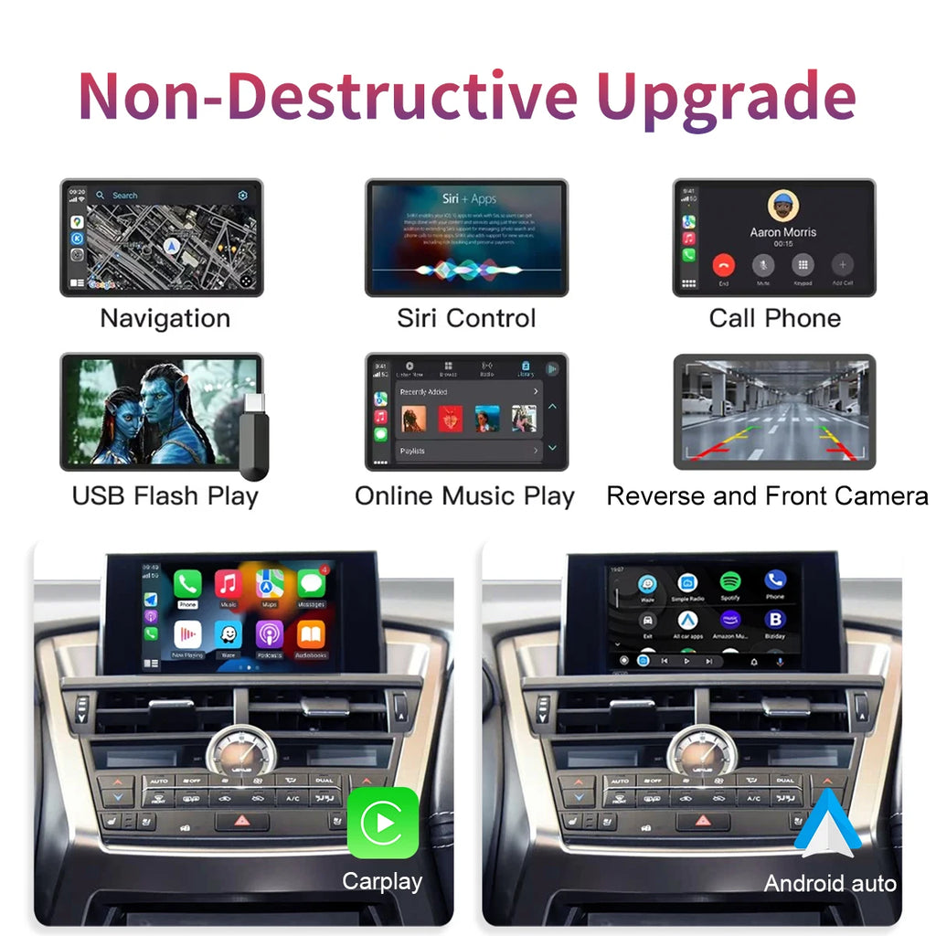 Wireless CarPlay Android Auto for Lexus NX-300 RX IS ES GS RC CT LS LX-570 2014-2019 with