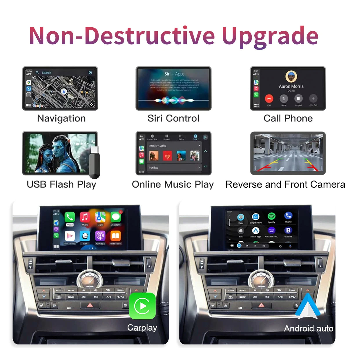 Wireless CarPlay Android Auto for Lexus NX-300 RX IS ES GS RC CT LS LX-570 2014-2019 with