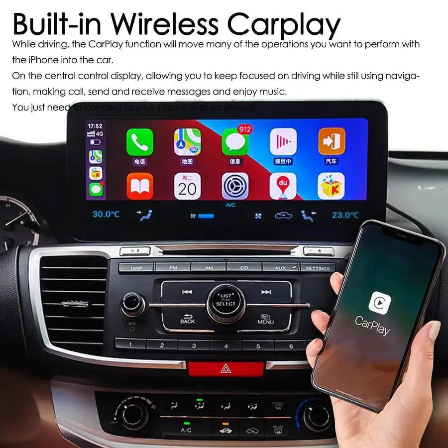 12.3inch QLED Screen Android14 Car Multimedia Video Player For Honda Accord 9 LX 2014-2017 | AUTOKITSHOP