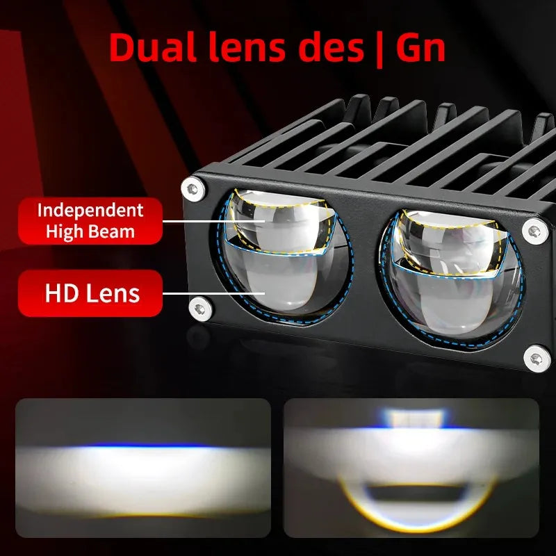 U79 LED Grille Headlight Dual Lens Waterproof Two Color 380W 560000LM Super Bright Motorcy