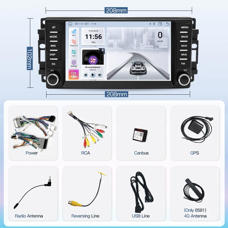 SZLELV Carplay Android 15 Car Radio For Jeep Commander Cherokee Wrangler Dodge Chrysler Jo