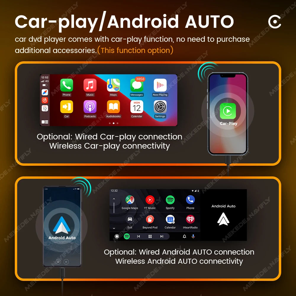 1Din 5.2inch Dual Knob Car Radio MP5 Player Wireless CarPlay Android Auto multimedia playe
