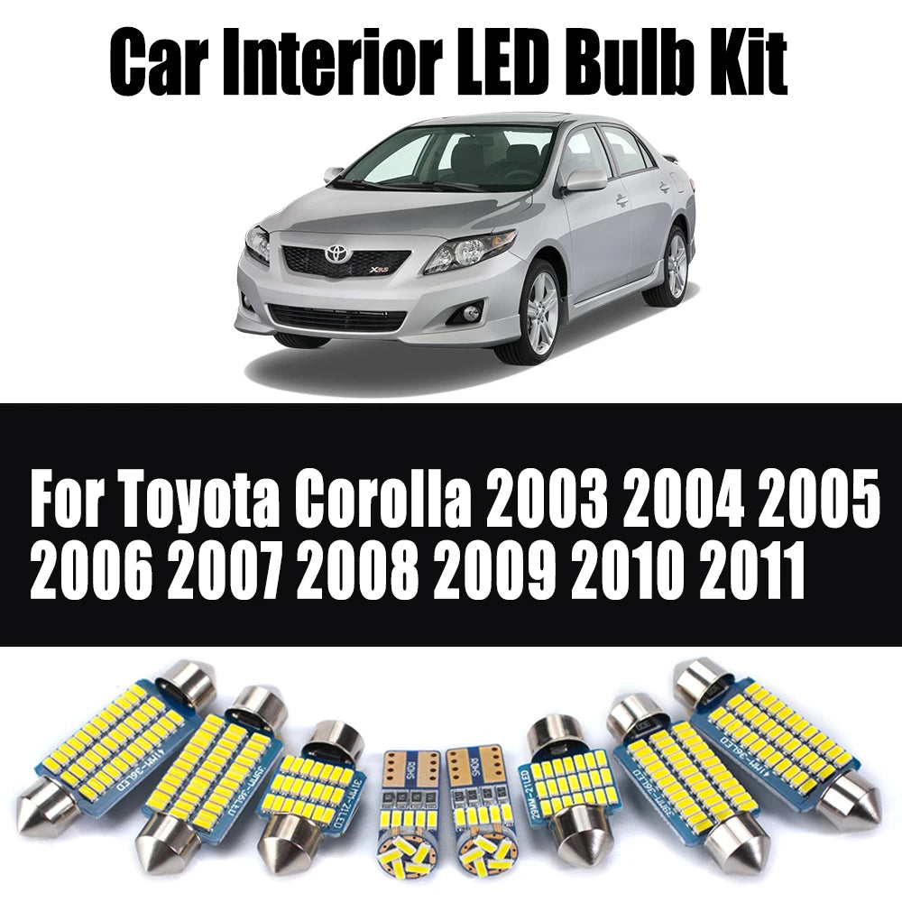 9-Piece LED Interior Light Kit for Toyota Corolla 2003-2009 - Canbus Dome Map Door Trunk Bulbs | AUTOKITSHOP