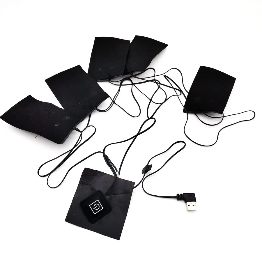 5 in 1 USB Electric Heated Jacket Heating Pad Themal Warm Winter Car Heating Vest Pads sup