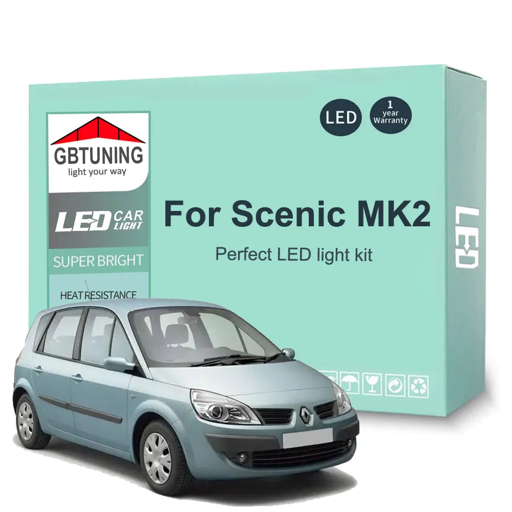 18-Piece LED Interior Light Kit for Renault Scenic Grand 2 II MK2 - Canbus Error-Free Bulbs | AUTOKITSHOP