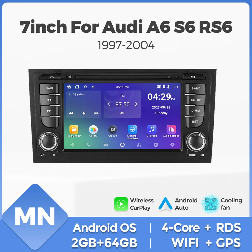 MEKEDE&NAVIFLY Intelligent Car audio radio system For Audi A6 S6 RS6 Car Radio Allroad C5