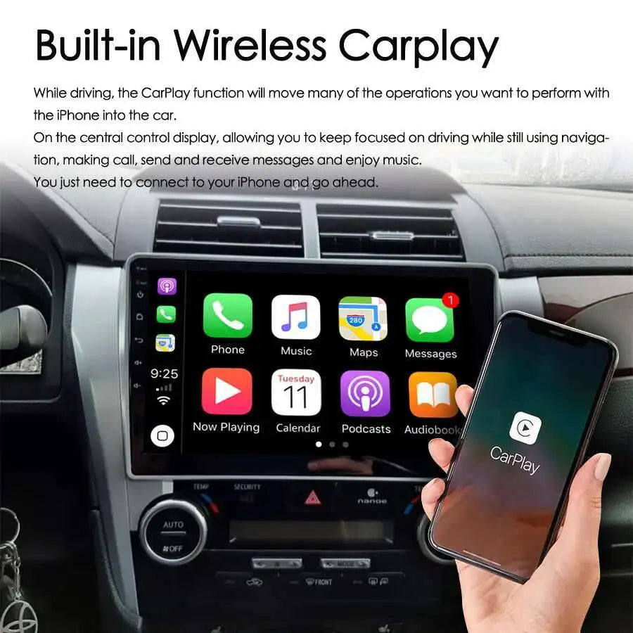 GPS Navigation Android 15 AI Voice Car Radio For Toyota Camry 7 XV 50 55 2011-2014 Wireles