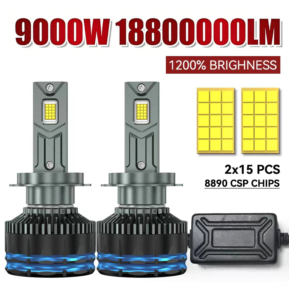 9000W 1880000LM H7 H4 H11 Led Headlight High Power 8890 CSP Canbus H1 H8 9005 HB3 9006 HB4