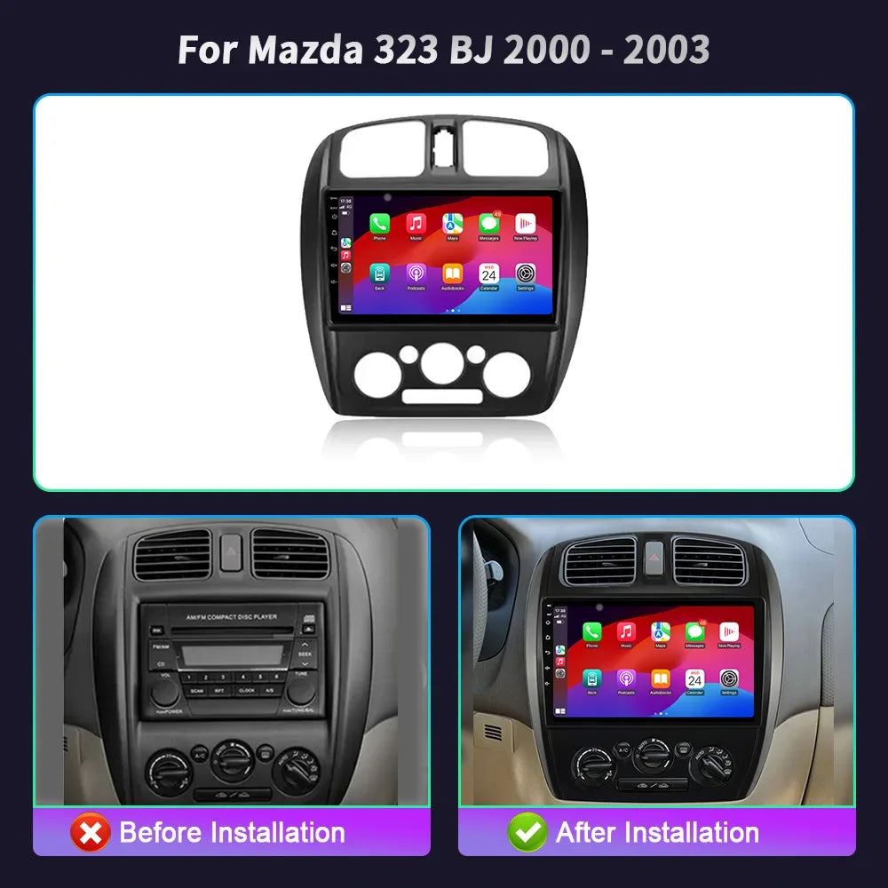 Wireless CarPlay Screen For Mazda 323 BJ 2000-2003 Android 14 Car Radio Multimedia System