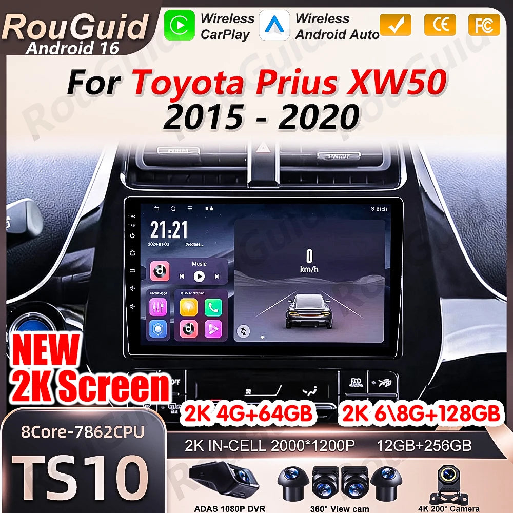 Android 16 Auto Car Radio For Toyota Prius XW50 2015 2016 2017 2018 2019 2020 Multimedia P | AUTOKITSHOP