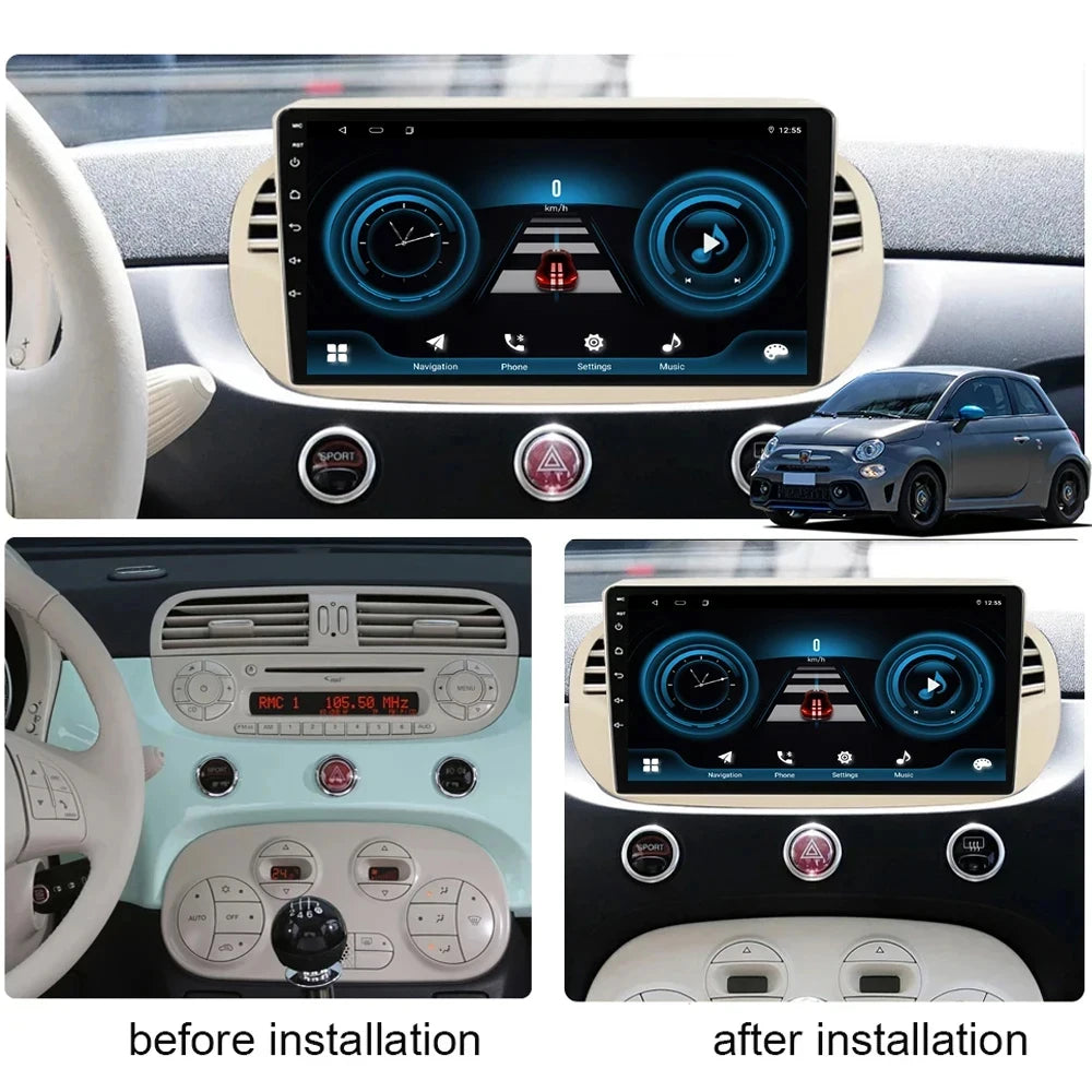 Car Radio Android Wireless Carplay For Fiat 500 2007 - 2015 Head Unit Multimedia Video Pla