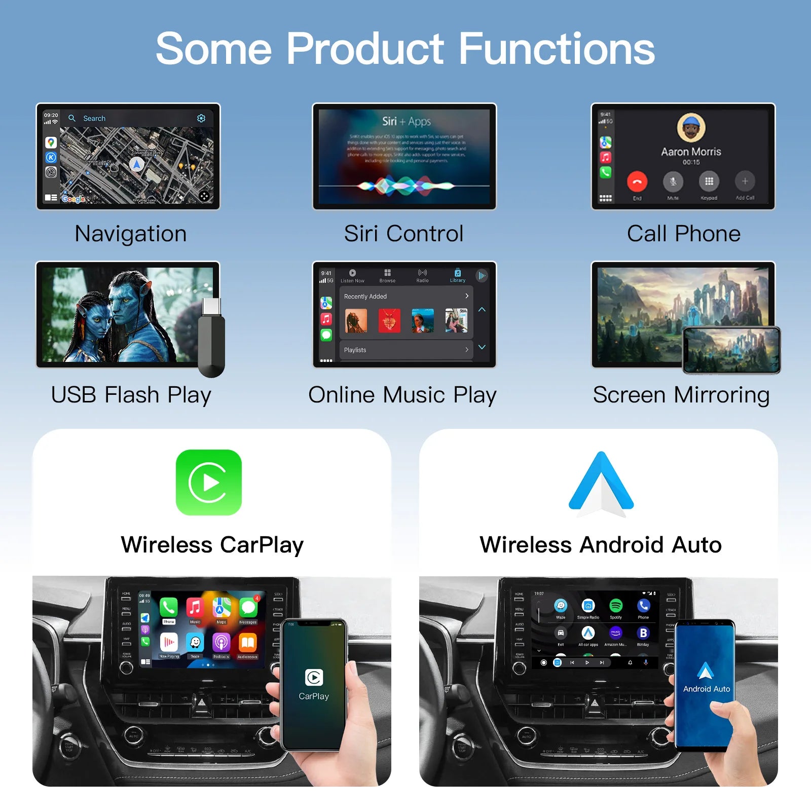 AUTOABC Wireless Carplay Android Auto For Toyota Tacoma/Tundra 2014-2018 With Multimedia A