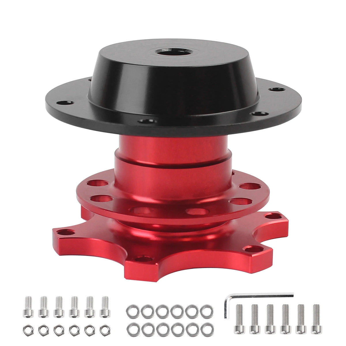 6 Hole Steering Wheel Quick Release Kit Universal Aluminum Snap‑Off Removable Hub Adapter Racing - Automotive LED Light