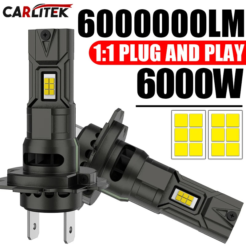 6000W High Power H7 H4 LED Bulb Turbo Headlight 6000000LM 12V 24V CSP Powerful Best H1 H8