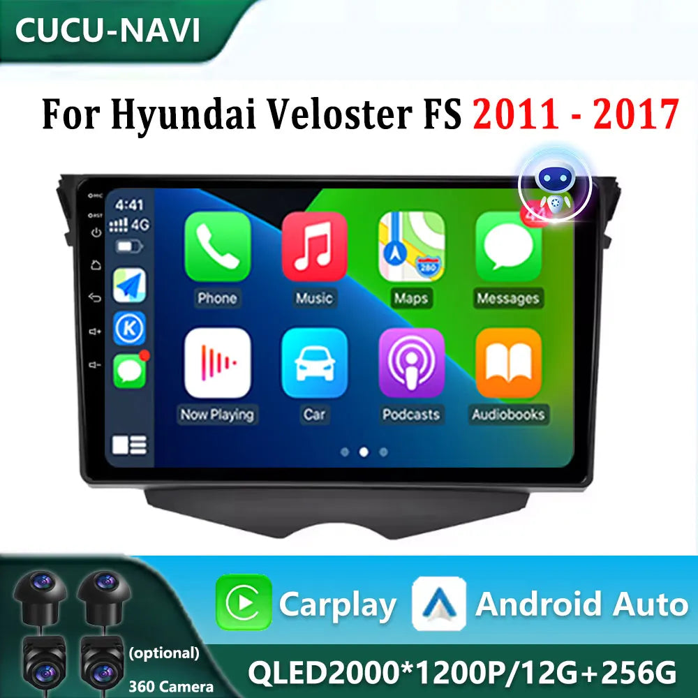 Car Radio Carplay GPS Navigation Android Auto Stereo Multimedia For Hyundai Veloster FS 20 | AUTOKITSHOP