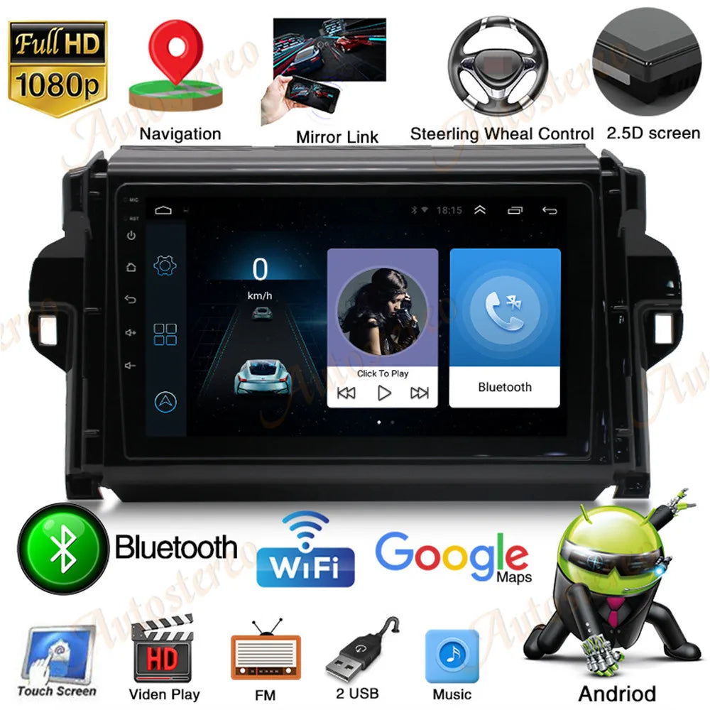 Android 13 Carplay Car GPS Player For Toyota Fortuner Covert 2015-2023 Navigation Multimed