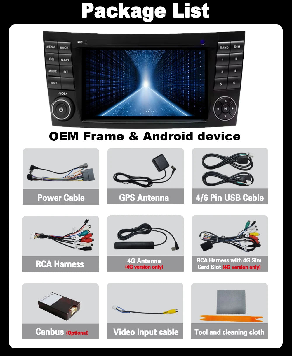 7" Android16 For Mercedes Benz E-class W211 E200 E220 E300 E350 E240 E270 E280 W219 2IDNRa