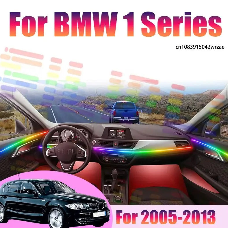 64 RGB - Neon Strip - for BMW E81 - App Control - Car Interior Lighting | AUTOKITSHOP
