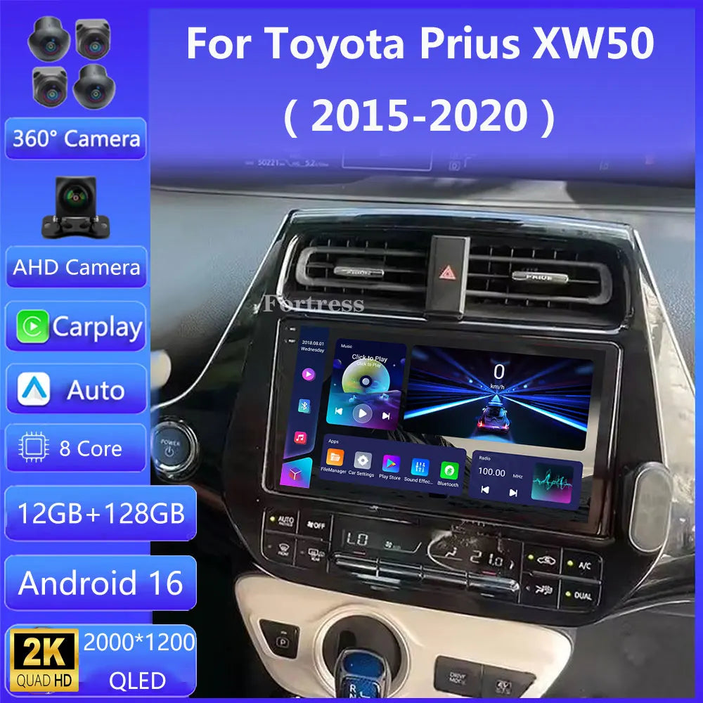 Android 16 Carplay BT For Toyota Prius XW50 2015 2016 2017 2018 2019 2020 Multimedia Car R