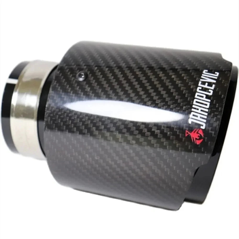 1pcs Car Glossy Carbon Fiber Muffler Tip Exhaust System Pipe Mufflers Nozzle Universal Straight  - Automotive LED Light
