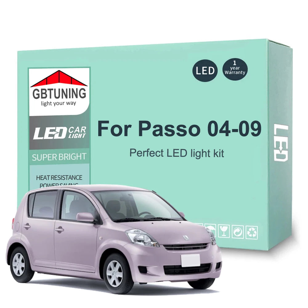 8-Piece LED Interior Light Kit for Toyota Passo - Canbus Error-Free Bulbs | AUTOKITSHOP