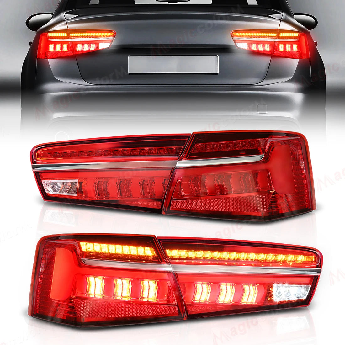 For Audi A6 C7 2012 2013 2014 2015 Tail Lamps Car LED Rear Driving Brake Parking Reverse T | AUTOKITSHOP
