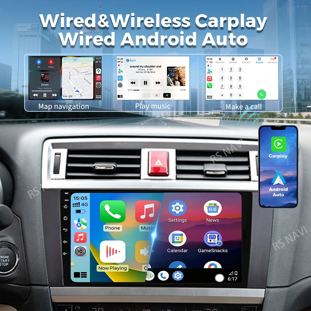 Android 16 For Subaru Outback 5 2014 - 2018 Legacy 6 2014 - 2017 2K QLED Stereo Car Radio