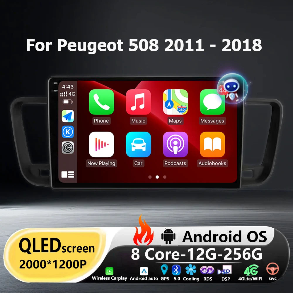 Android 16 Auto Carplay For Peugeot 508 2011 - 2018 Car Radio Multimedia Video Player GPS