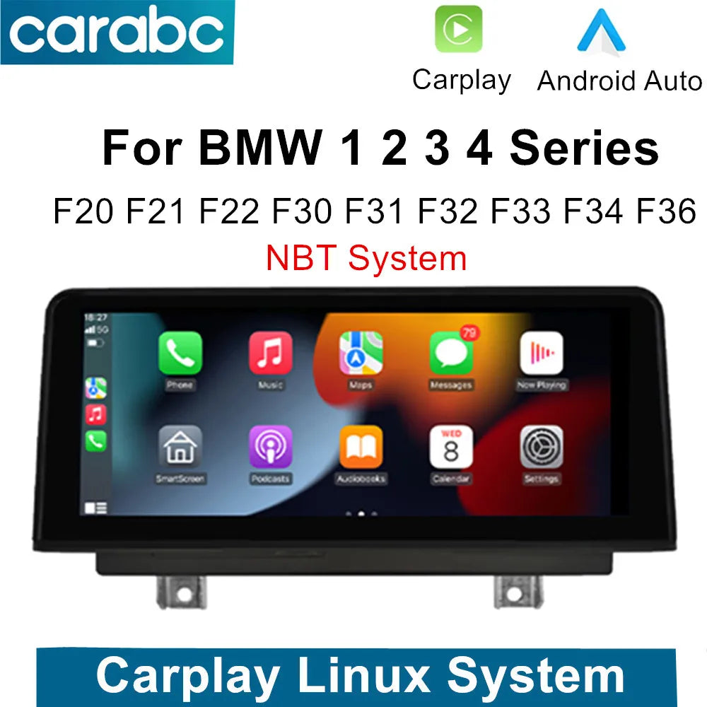 Wireless Carplay Android Auto 10.25" Multimedia Screen For BMW NBT 1 2 3 4 Series F20 F21