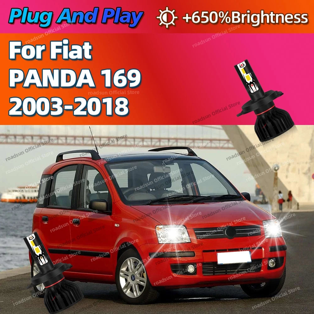 Headlight Bulbs 30000LM LED Lights CANbus Super Bright Turbo 12V For Fiat PANDA 169 2003-2