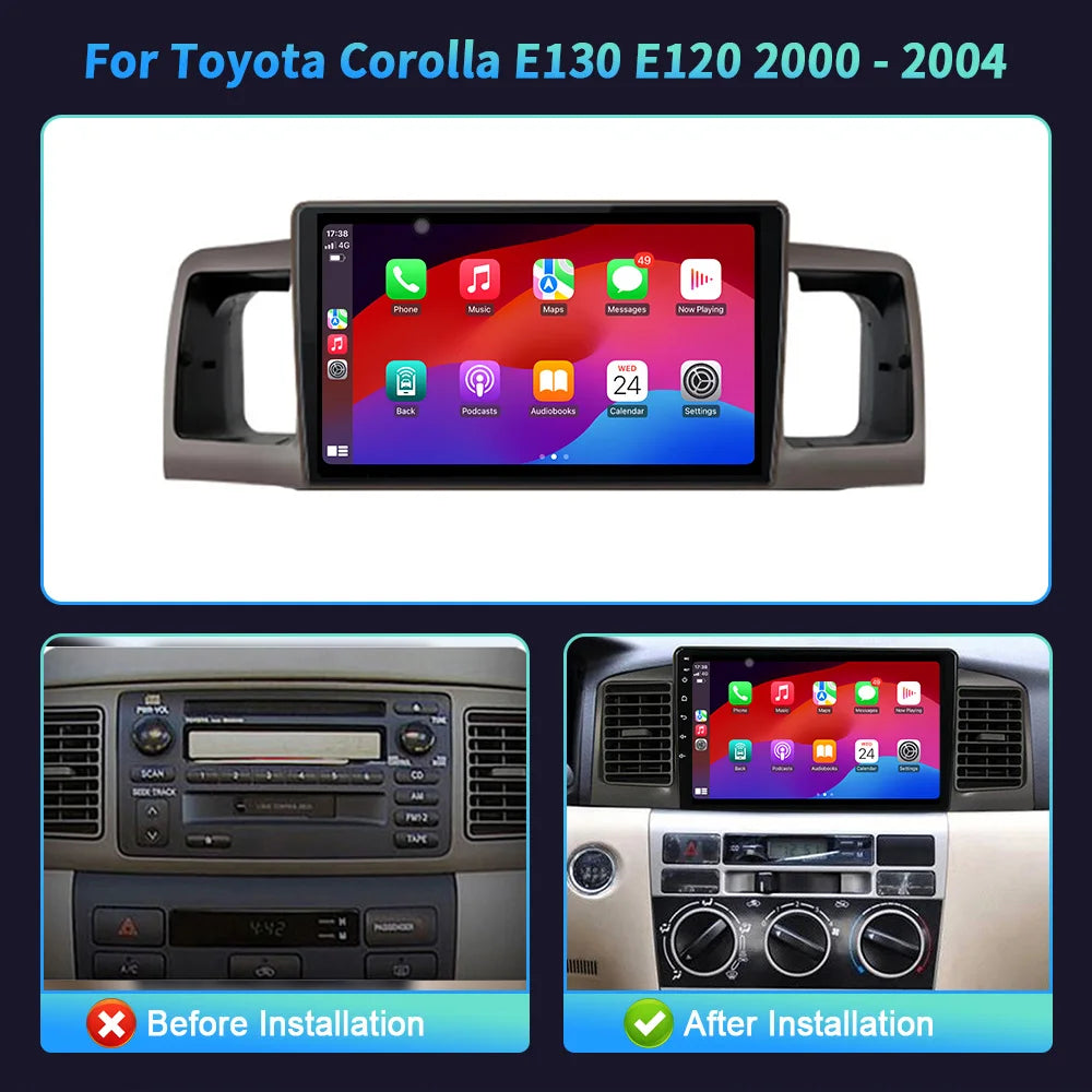 Android 14 For Toyota Corolla 2003 2005 e12 E130 e120 2000-2004 Car Radio Navigation Multi