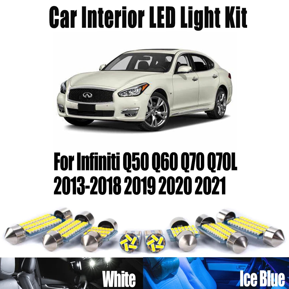 LED Interior Light Kit for Infiniti Q50 Q60 Q70 Q70L 2013-2018 - Canbus Dome Map Door Trunk Bulbs | AUTOKITSHOP