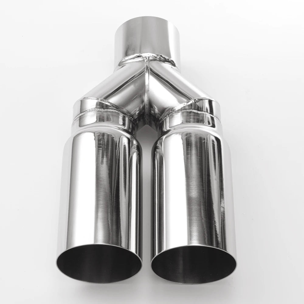 Stainless Steel single layer exhaust tip 63mm inlet straight cut 76mm Outlet Double Cylinder Muf - Automotive LED Light