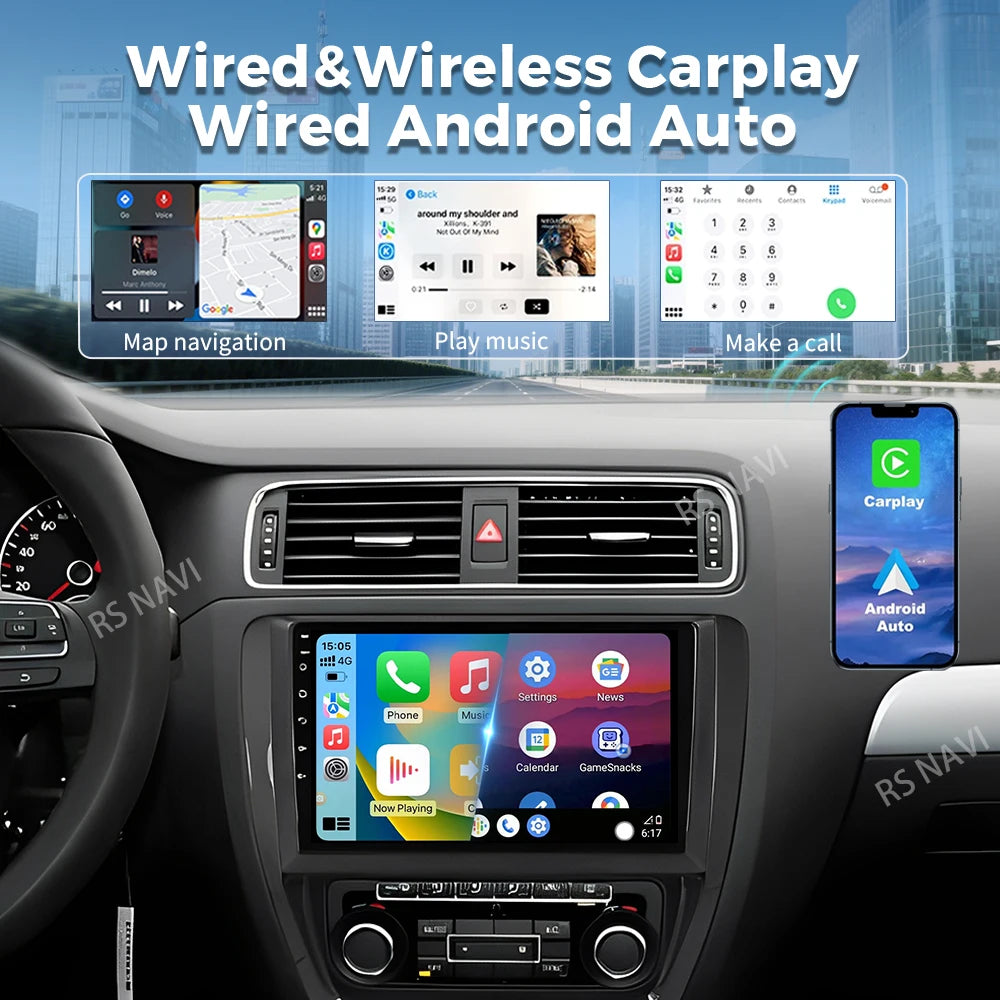 Android 16 For VW Volkswagen Jetta 6 MK6 2011 - 2018 2K QLED Android Car Radio Multimedia