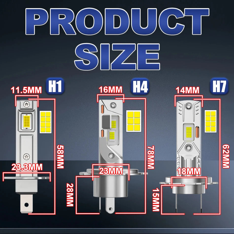 5800W High Power H7 H4 H1 LED Bulb Turbo Headlight 6500K 5800000LM 12V 24V CSP Powerful Be