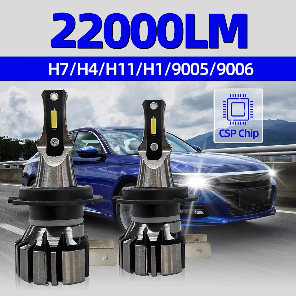 H4 22000LM High Bright LED Headlight H7 H1 9005 HB3 9006 CSP Chip Car Lamp HB4 H8 H9 H11 6