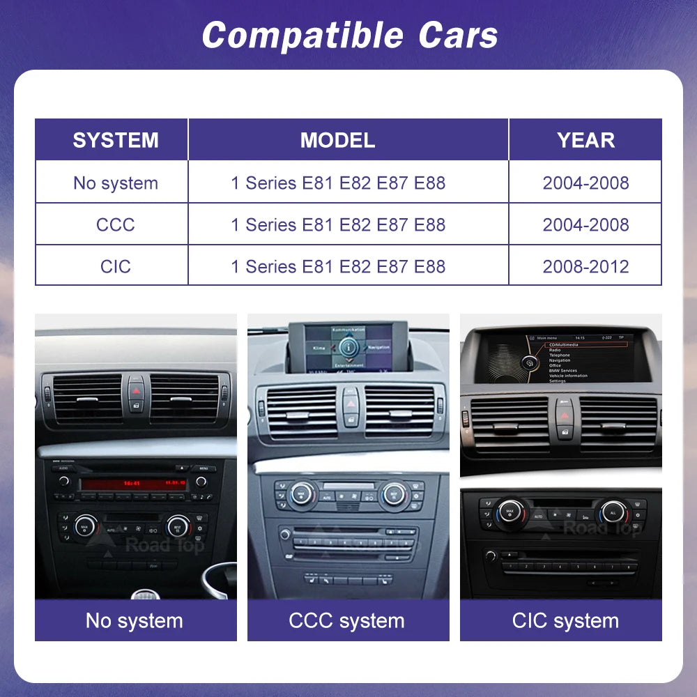 10.25" Wireless CarPlay Android Auto Car Multimedia Touch Screen For BMW 1 Series E81 E82  | AUTOKITSHOP