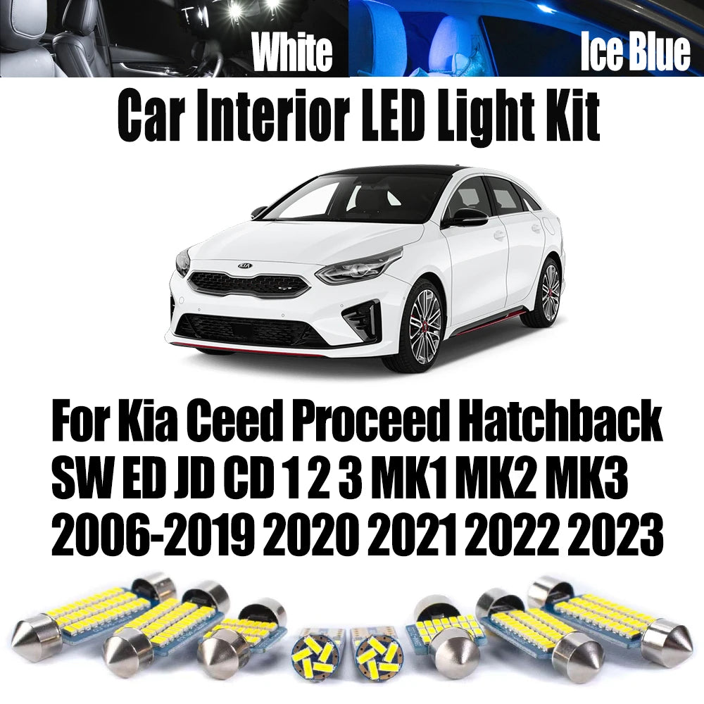 LED Interior Light Kit for Kia Ceed Proceed Hatchback SW ED JD CD 1 2 3 MK1 MK2 MK3 2006 - 2023 - Canbus Dome Map Doo...
