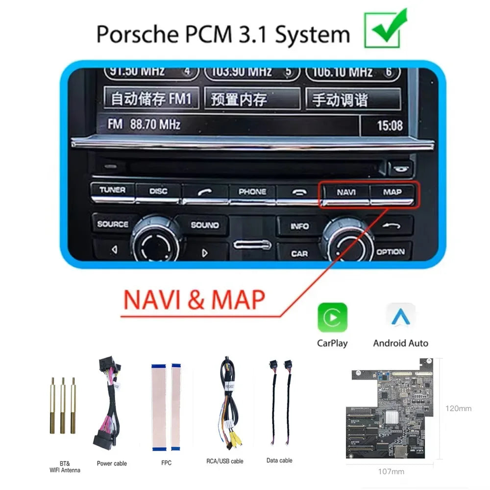 Wireless CarPlay Android auto For Panamera Cayenne Macan Cayma 911 918 PCM 3.1 Support Mir | AUTOKITSHOP