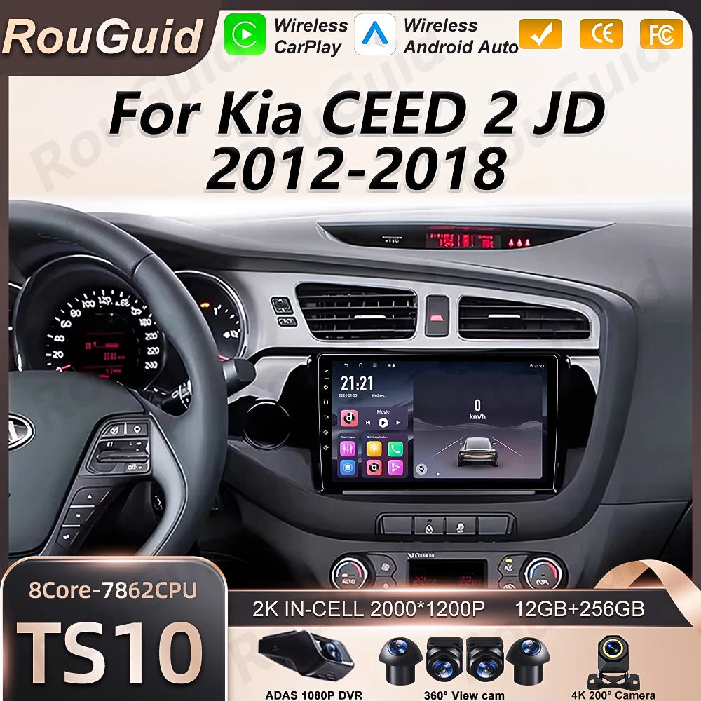 Android 16 Carplay Auto Multimedia For Kia CEED 2 JD 2012 -2018 Player Car Radio GPS Navig | AUTOKITSHOP