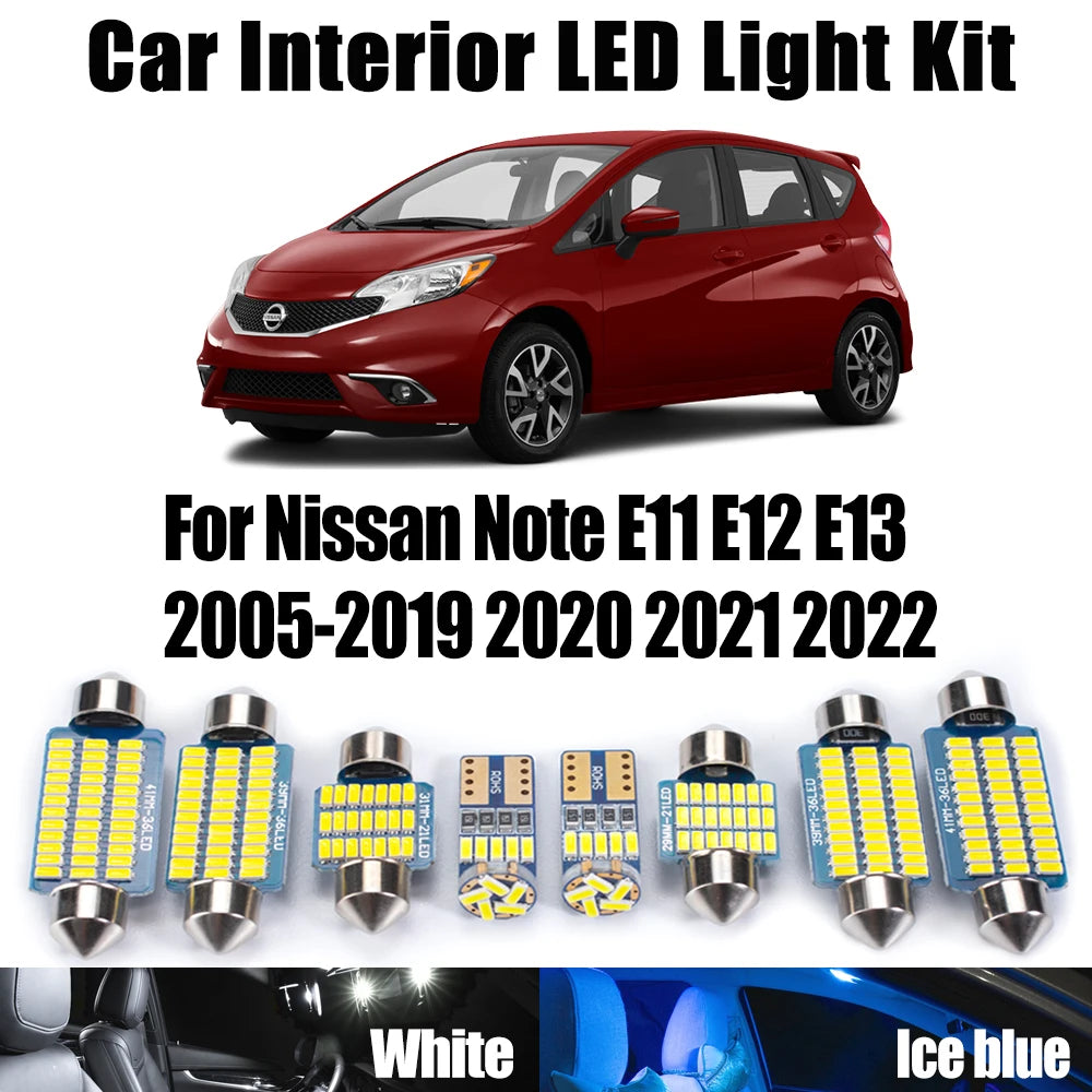LED Interior Light Kit for Nissan Note E11 E12 E13 2005- 2020 - Canbus Dome Map Door Trunk Bulbs | AUTOKITSHOP