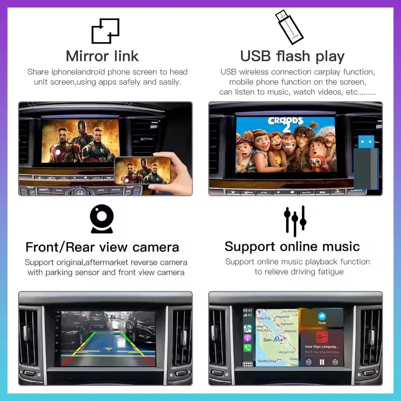 2025 Wireless Carplay Android Auto For Infiniti Q50L QX50 QX60 2015-2021 Car Multimedia Su | AUTOKITSHOP