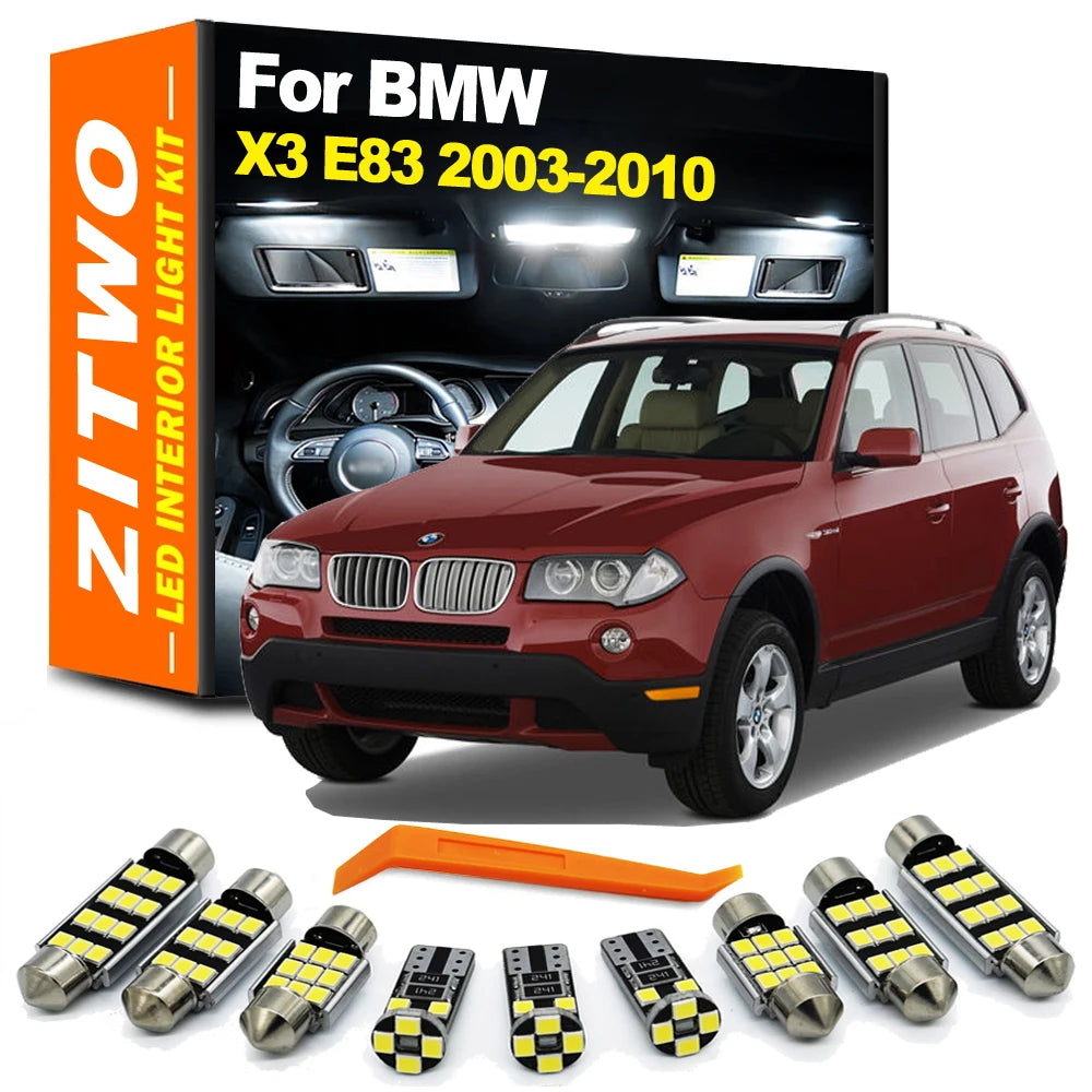 ZITWO 16Pcs No Error Canbus For BMW X3 E83 2003 2004 2005 2006 2007 2008 2009 2010 LED Bulbs Interior Dome Map Plate Light Kit
