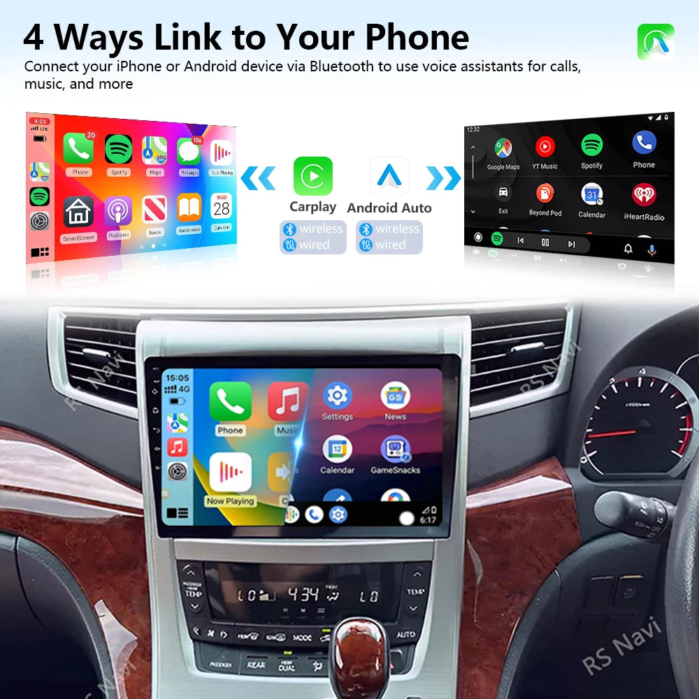 Plug and Play Android 16 Carplay 2K Screen Car Radio Multimedia Player For Toyota Vellfire