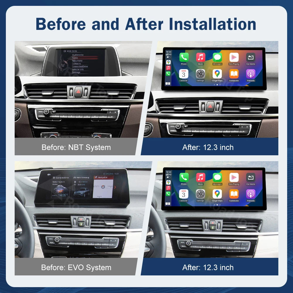 CN 12.3 Multimedia Display For BMW X1 F48 2015-2022 NBT EVO Touch Screen Wireless Carplay  | AUTOKITSHOP