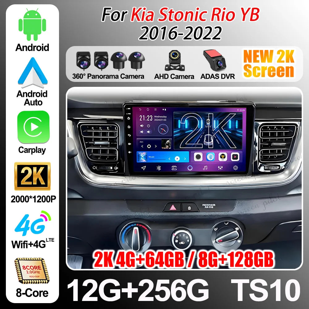 Android 16 Carplay Auto Car Radio For Kia Rio Stonic Yb 2016 2017 2018 2019 2020 2021 2022 | AUTOKITSHOP